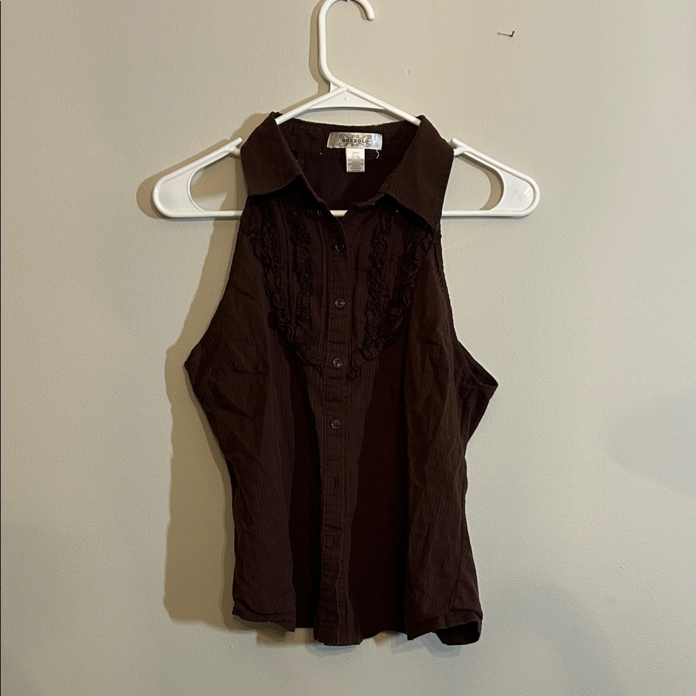 Bozzolo Dark Brown Sleeveless Blouse